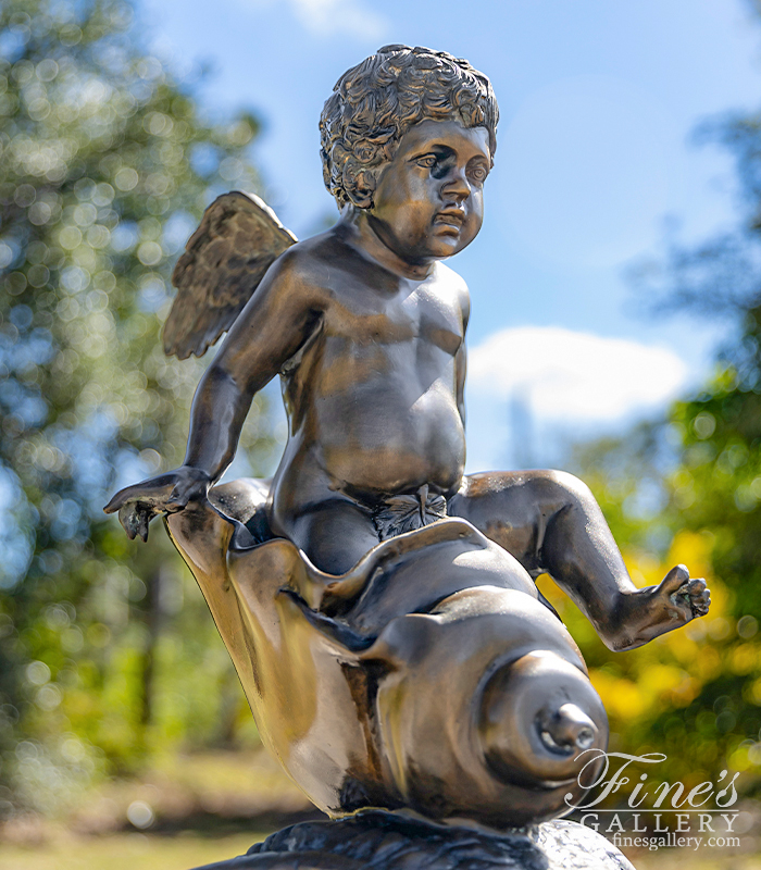 Bronze Fountains  - Cherub And Shells Fountain In Bronze - BF-749